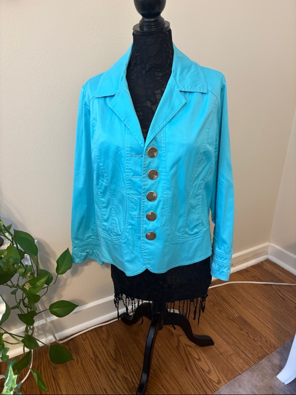Light Blue Button-Front Blazer Jacket